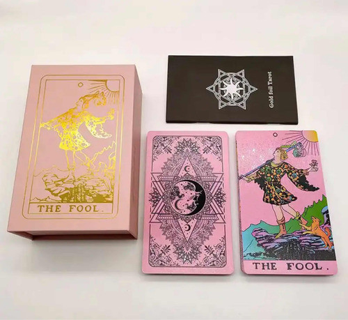 Gold Foil Pink Tarot En Caja Rider Waite Plastic Waterproof 0
