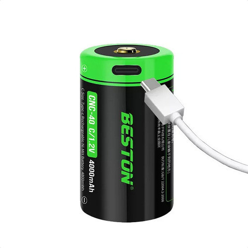Pila Recargable Grande Tipo C 1.2v 4000mah Cable Usb Beston 0