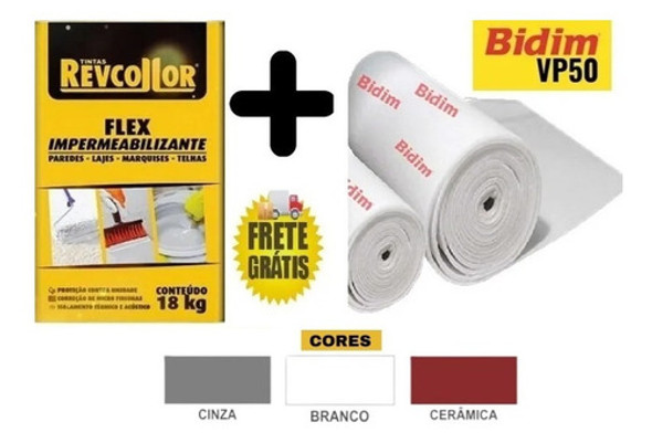 Kit 30m² Bidim Vp50 + Balde Manta Liquida 18kg Telhado 1