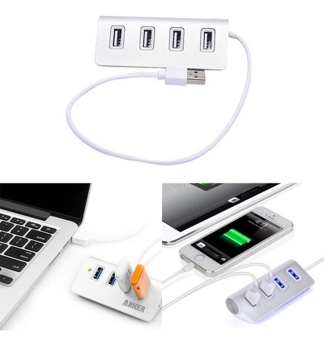 Hub Usb 2.0 De 4 Puertos Led Extensión Pc Notebook 1