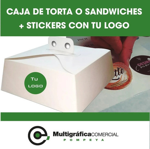 Cajas De Torta 30x30x10 + Swticker Con Tu Logo X 25 U. 1