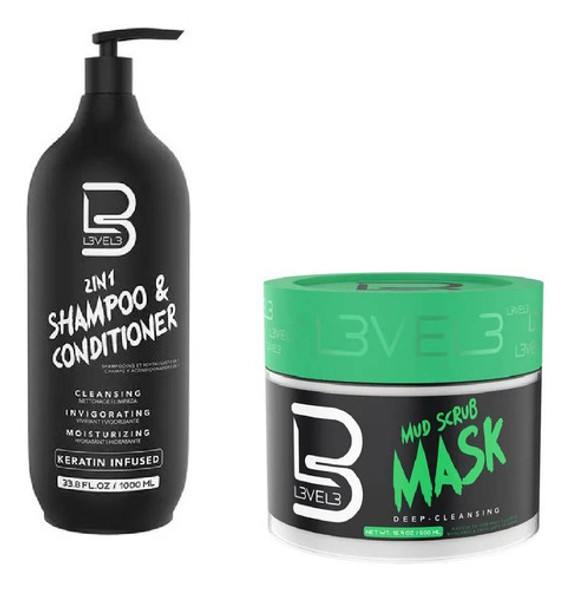 Kit Shampoo 2 En 1 + Mascarilla Mud Scrub Level 3 0 Kit Shampoo 2 En 1 + Mascarilla Mud Scrub Level 3 0