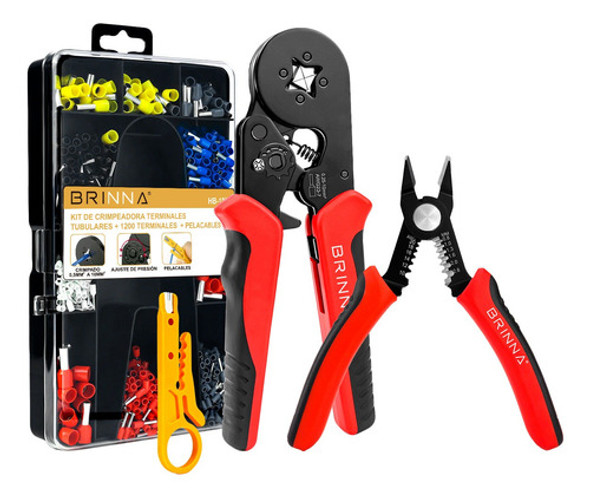 Kit Crimpeadora C/1200 Terminales + Alicate Precisión Brinna 0