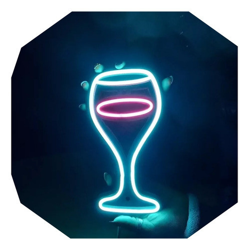 Cartel Copa De Vino Simple Neón Led / Deco 0