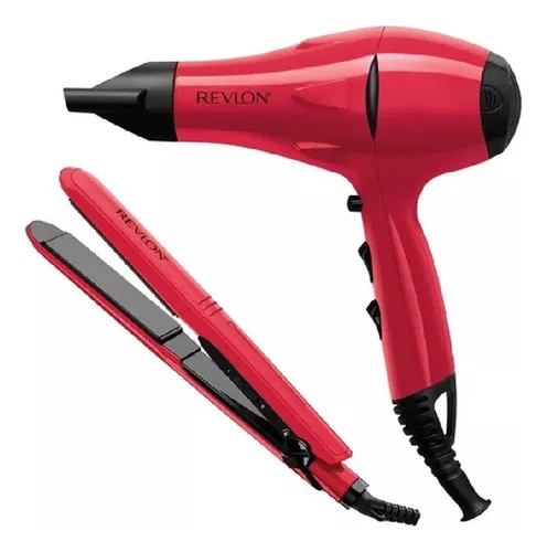 Combo Revlon Secador 2000w + Planchita Rvdr5230rl2a Rojo 0