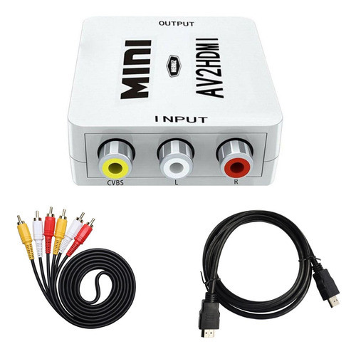 Kit Conversor Adaptqador Converte Av Rca P/ Tv Hdmi Completo 0