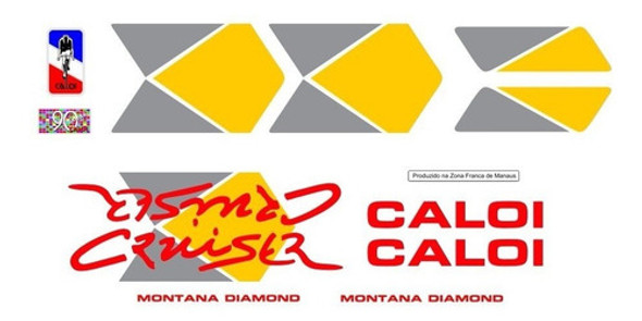 Adesivo Caloi Cruiser Montana Diamond Amarelo Vermelho 0 Adesivo Caloi Cruiser Montana Diamond Amarelo Vermelho 0
