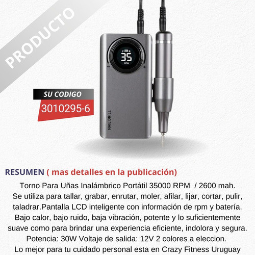 Torno Inalámbrico Profesional 35000 Rpm Manos Y Pies 2600mah 1