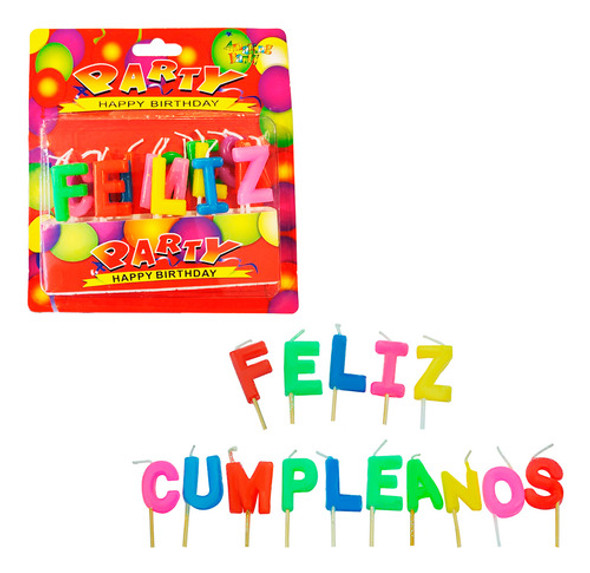Set Velas Feliz Cumpleaños Multicolor 0