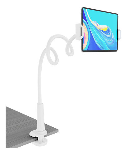 Soporte Tablet Smartphone Ajustable Flexible Blanco Mesa 0