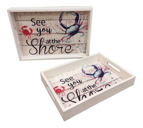 Bandeja Madera Desayuno Decorada Set X2 Und M8 - Sheshu Home 0