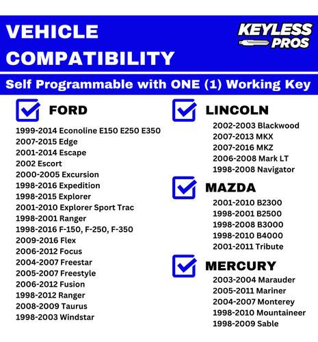 Keylesspros Llavero De Automvil A Distancia De 3 Botones Oem 1