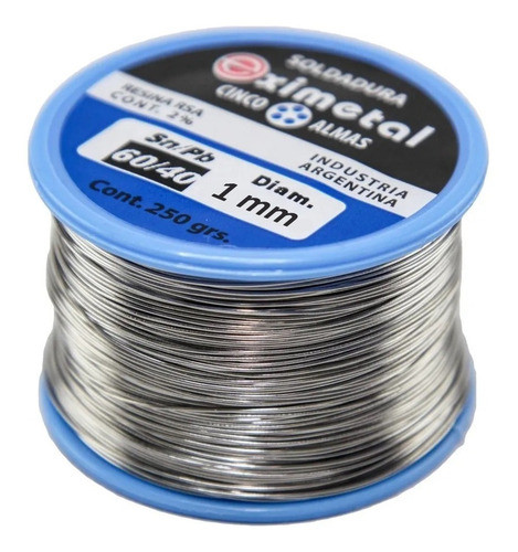 Estaño Eximetal 1mm 60/40 1/4kg Soldadura Rollo 250gr 0