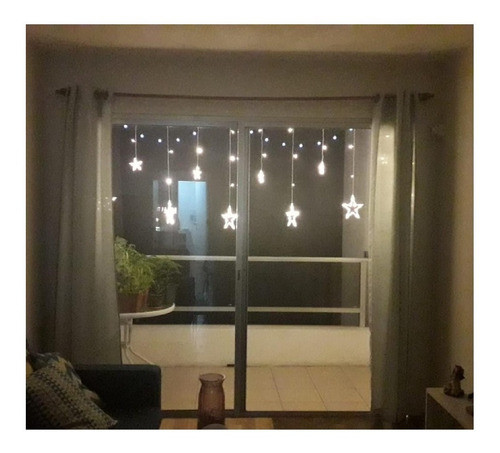 Cortina Guía Luces Led Estrellas Cálido Navidad Decoraciones 1