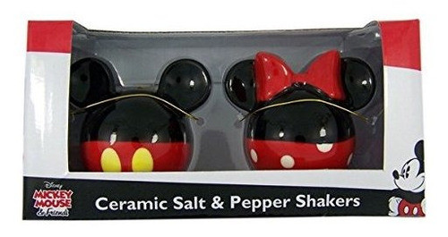 Disney Mickey Y Minnie Mouse Ceramic Salt And Pepper Set Red 0