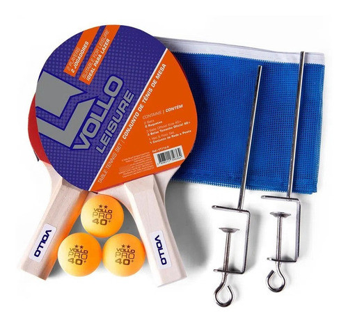 Kit Tênis De Mesa Ping Pong Vollo Completo Raquete Bola Rede 0