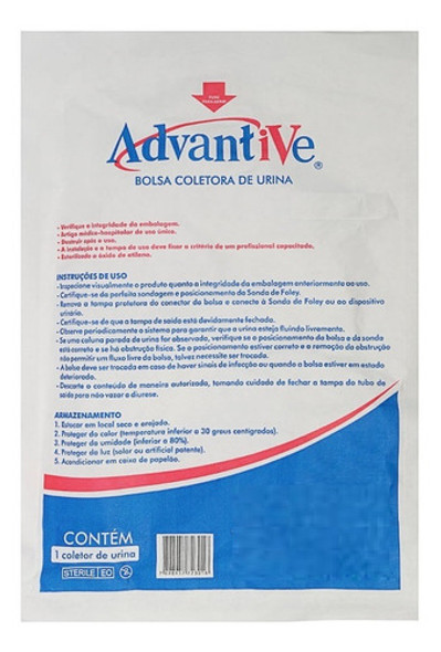 Bolsa De Perna Para Coleta De Urina 750ml Advantive 50 Und 1