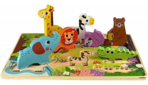 Tooky Toy Puzzle De Animales En Madera 1