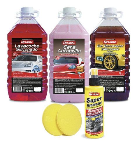 Shampoo Rojo Gel Ambar Autobrillo  Renovador Y Pads Revigal 0