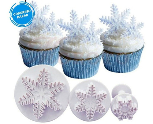 Cortantes Expulsor Copos De Nieve Frozen Fondant Pasta Goma 0