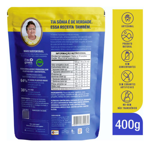 Granola Tradicional Tia Sônia Coco E Castanha Do Pará 400g 1