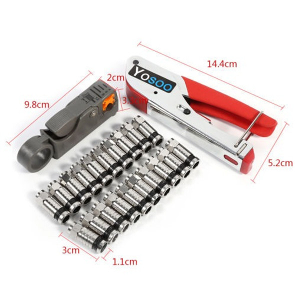 Compresión Herramienta Kit F Rca Bnc Rg58 Conector Montaje C 1