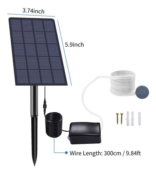 . 2w Plug-in Bomba De Oxigênio Solar Aquário Oxigenador De 1