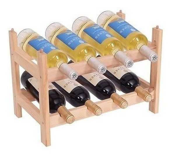 Naturales Nivel 2 8 Botella Abeto Madera Botellero Soporte A 0