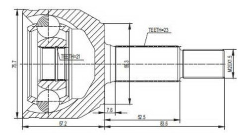 Homocinetica Lado Rueda Renault Clio 2 Megane Kangoo 23x21 1