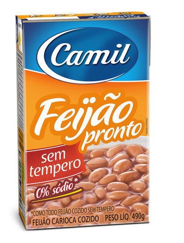 Feijão Carioca Pronto Camil Sem Tempero 490gr - Kit Com 3 0