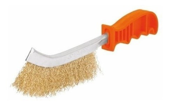 Cepillo De Acero Curvo Alambre Bronceado Bronce Con Mango 1