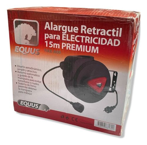 Alargue Con Carretel Retráctil Equus Para Electricidad 15m 1