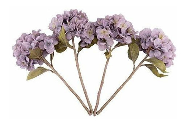 Hortencias Artificiales De Seda Realistas 4 Varas Gris Lila 0