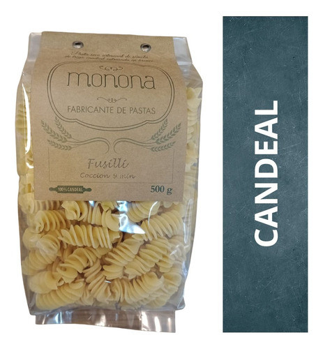 Pasta Integral De Trigo Candeal Monona - Fusilli X 500 Gr 0