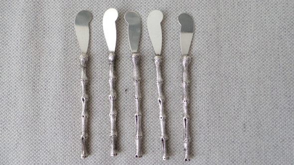 Antigas Facas P/ Petisco Espessurada Em Prata Formato Bambú 1