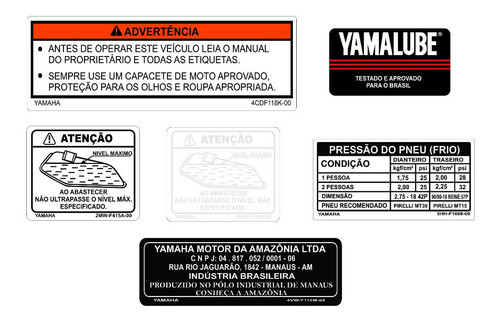 Adesivo De Informações Ybr 125 - Yamaha - Frete Grátis 0