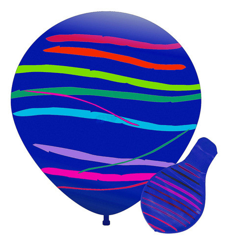 Piñata Globo Gigante 36  Rayada Azul X3u - Cotillón Waf 0