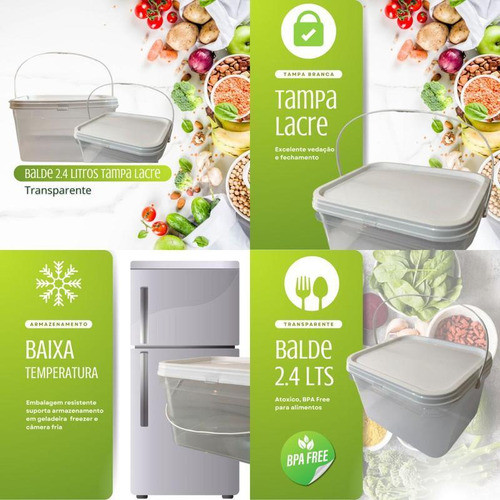 Balde Para Granola Transparente 2.4l 10 Pçs 1
