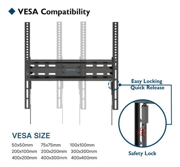 Bontec Soporte De Pared De Tv Inclinable De Perfil Bajo Para 1