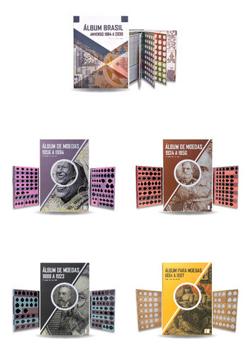 Kit 5 Álbuns Brasil República Para Moedas 1854 A 2030 0