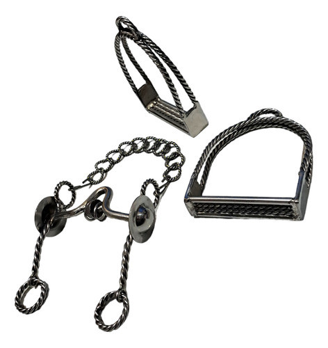 Freno + Estribo De Acero Inoxidable Retorcido Para Caballo 0