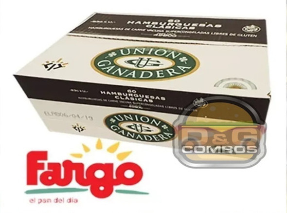60 Hamburguesas 83 Gramos Unión Ganadera + Fargo + Aderezo 0