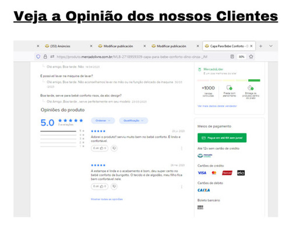 Capa Para Bebe Conforto - Dino Cinza 1