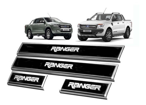 Cubre Zocalos Inoxidable P/ Ford Ranger Curvo  Black 0