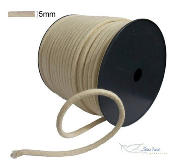 Cordão São José 5mm Cor Cru 100% Algodão 50m Trançado Oferta 1
