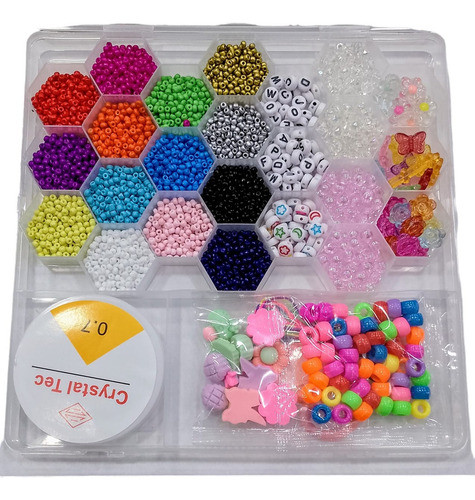Kit Mostacillas Pulseras Bijouteri Estuche Letras Formas 328 0