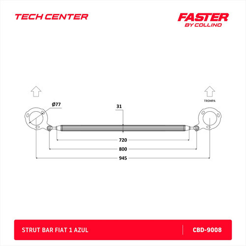 Strut Bar Fiat 1 Duna Torreta Azul Faster By Collino C 1