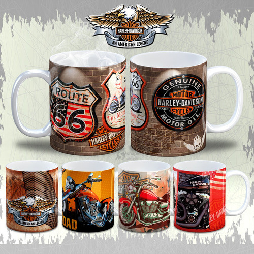 Carros Harley  Lata Oleo Arquivo Digital Sublimacao Caneca 1