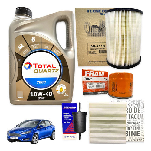 Kit Service 4l Aceite Total + 4 Filtros Ford Focus 3 1.6 2.0 0
