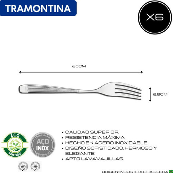 Tenedor X6 Acero Mesa Tramontina Athenas Pettish Online Vc 1